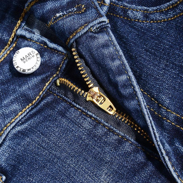 Western Style Leisure Holes Stretch Jeans